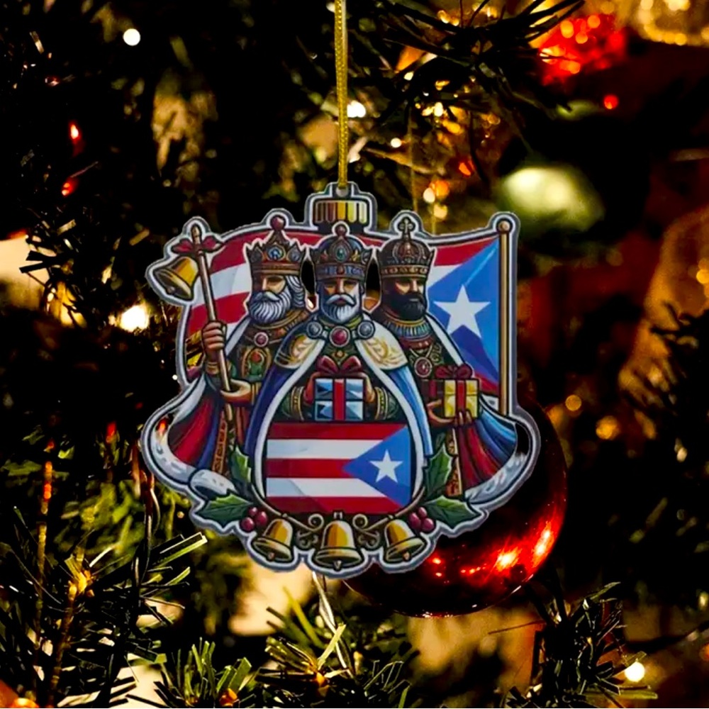 Puerto Rico Three Kings Flag Shaped 2D Flat Acrylic Christmas Ornament